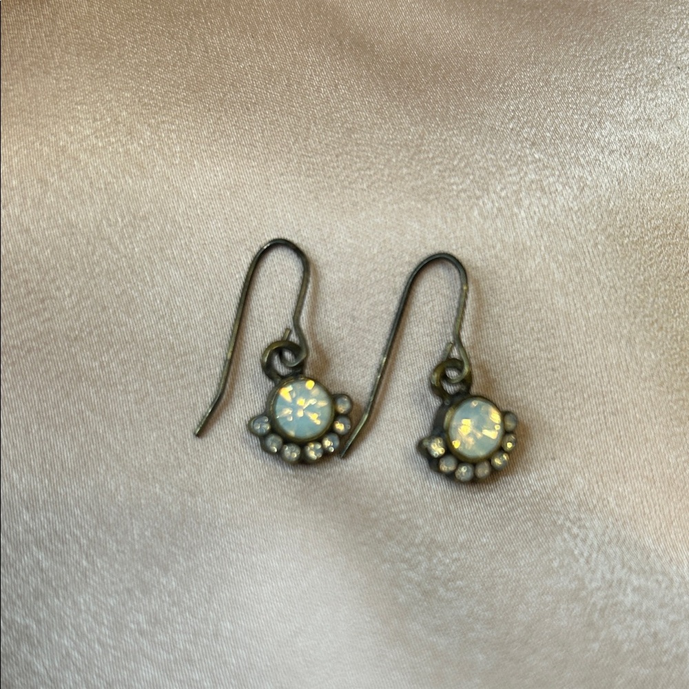 Opalescent Drop Earrings with Antiqued Setting - Women's